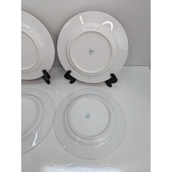 Nikko Fine China Black Tie Patra 8" Salad Plate Silver Trim Set of 4 - Picture 8 of 10